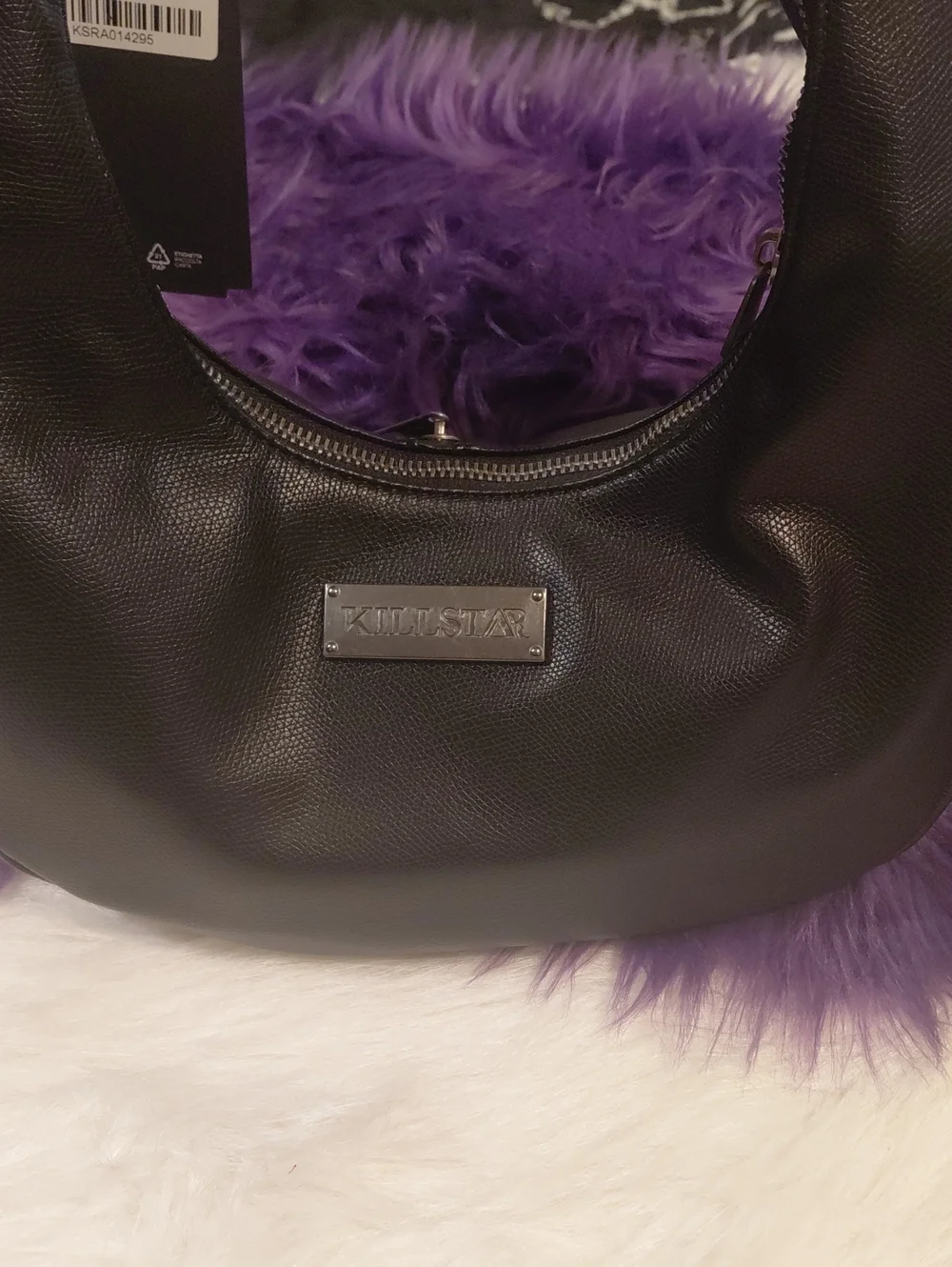 KILLSTAR Black Hobo Bag with Embroidered Snake Motif